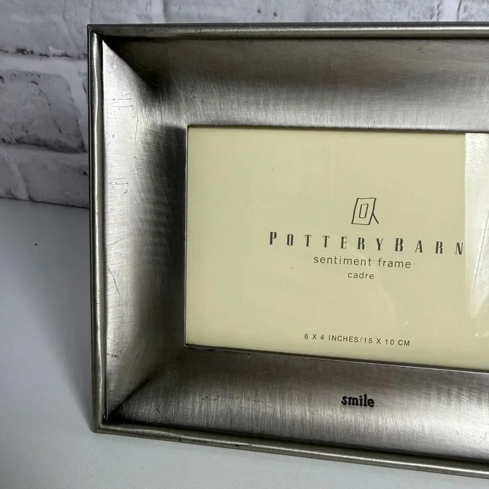 POtTERY BARN Sentiments “smile” Engraved 4 x6 Photo Frame